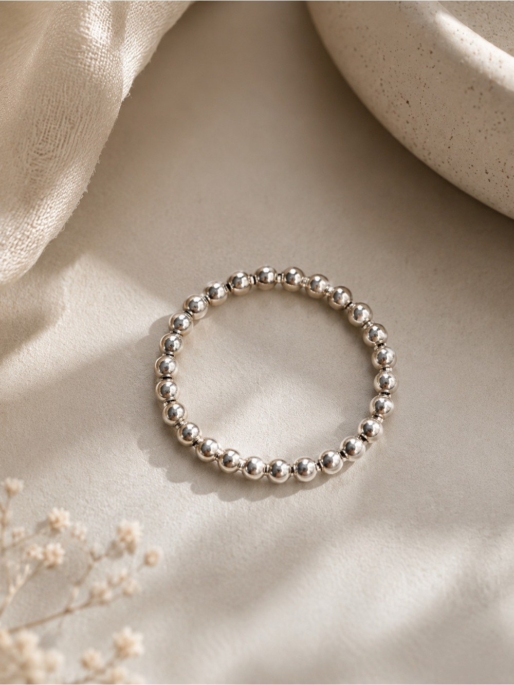 Pandora Silver Beaded Ring Size 7